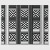 Schwarz-weiß abstraktes Linienmuster Geschenkpapier (Flach)