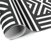 Schwarz-weiß abstraktes Linienmuster Geschenkpapier (Rolleneckpunkt)