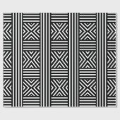 Schwarz-weiß abstraktes Linienmuster Geschenkpapier (Flach)
