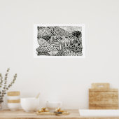 Schwarz-Weiß-Abstraktes Manatee Poster (Küche)