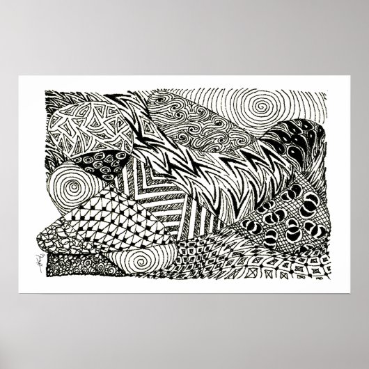Schwarz-Weiß-Abstraktes Manatee Poster (Vorne)