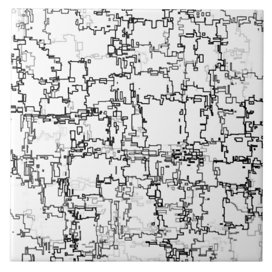 Schwarz-Weiß-Abstraktes Muster Fliese (Vorderseite)