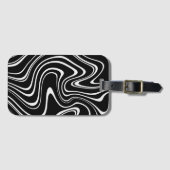 Schwarz-Weiß-Abstraktes Muster Gepäckanhänger (Vorderseite (Horizontal))