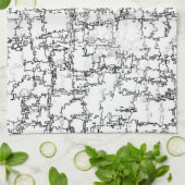 Schwarz-Weiß-Abstraktes Muster Geschirrtuch (Gefaltet)