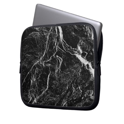 Schwarz-Weiß-Abstraktes Muster Laptopschutzhülle (Vorderseite Links)