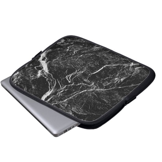 Schwarz-Weiß-Abstraktes Muster Laptopschutzhülle (Vorne Knopf)