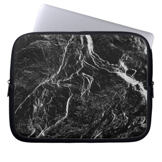 Schwarz-Weiß-Abstraktes Muster Laptopschutzhülle (Vorderseite)