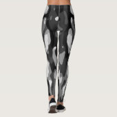 Schwarz-Weiß-Abstraktes Muster Leggings (Rückseite)