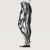 Schwarz-Weiß-Abstraktes Muster Leggings (Links)