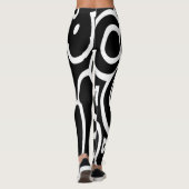 Schwarz-Weiß-Abstraktes Muster Leggings (Rückseite)