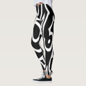 Schwarz-Weiß-Abstraktes Muster Leggings (Links)