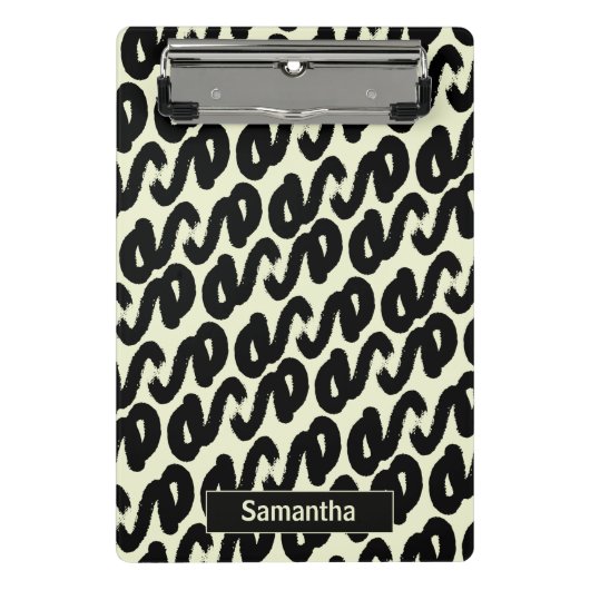 schwarz-weiß abstraktes Muster-Monogramm Mini Klemmbrett (Vorderseite)
