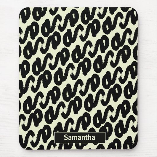 schwarz-weiß abstraktes Muster-Monogramm Mousepad (Vorne)