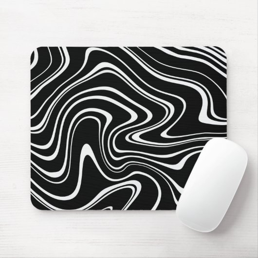 Schwarz-Weiß-Abstraktes Muster Mousepad (Mit Mouse)