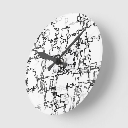 Schwarz-Weiß-Abstraktes Muster Runde Wanduhr (Winkel)