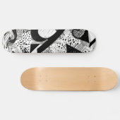Schwarz-Weiß-Abstraktes Muster Skateboard (Horizontal)