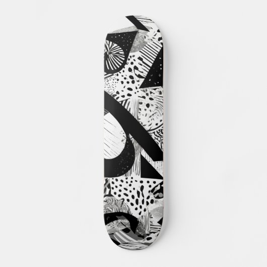 Schwarz-Weiß-Abstraktes Muster Skateboard (Vorderseite)