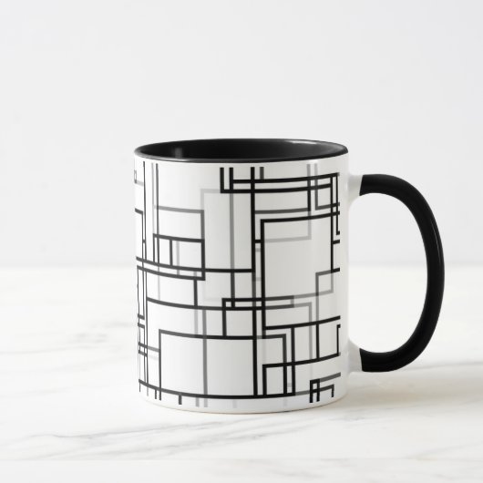 Schwarz-Weiß-Abstraktes Muster Tasse (Rechts)