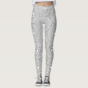 Schwarz-Weiß abstraktes nahtloses Mandala-Design Leggings