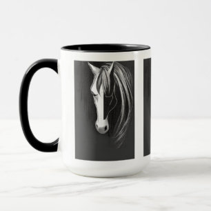 Schwarz-weiß abstraktes Pferd Tasse