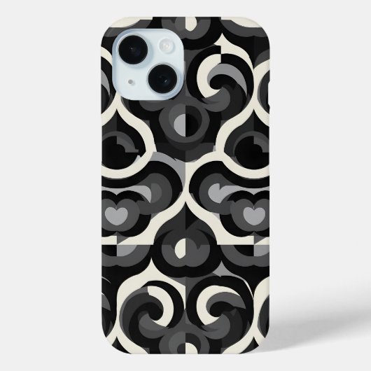 Schwarz-weiß abstraktes Retro-Muster Case-Mate iPhone Hülle (Rückseite)