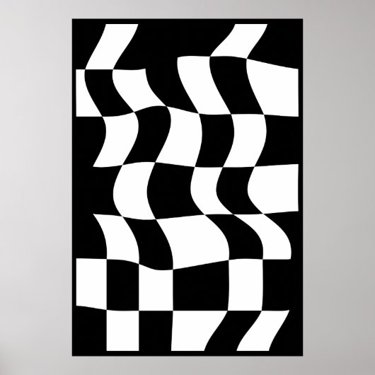 Schwarz-Weiß-Abstraktes Schachbrett-Poster Poster (Vorne)