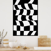Schwarz-Weiß-Abstraktes Schachbrett-Poster Poster (Küche)