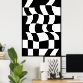 Schwarz-Weiß-Abstraktes Schachbrett-Poster Poster (Heimbüro)