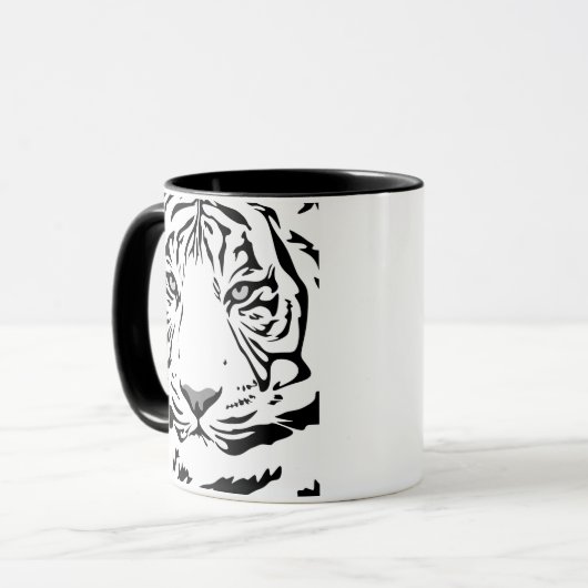 Schwarz-Weiß-Abstraktes Tigerfeld Tasse (Vorderseite Links)