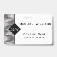 Schwarz-Weiß-Abstraktes Zickzack Muster Monogramm