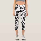 Schwarz-Weiß-Abstraktion Capri Leggings (Vorderseite)