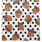 Schwarz-Weiß-Acorn Botanischer Polka-Dot Fall Duschvorhang (Vorderseite)