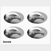 Schwarz-Weiß-Adler Ovaler Aufkleber (Blatt)