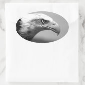 Schwarz-Weiß-Adler Ovaler Aufkleber (Tasche)
