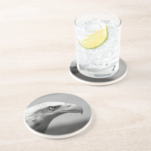 Schwarz-Weiß-Adler Sandstein Untersetzer (Seite)