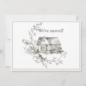 Schwarz-Weiß-Adresse im skizzierten Haus Ankündigung (Vorderseite)