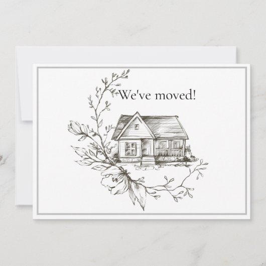 Schwarz-Weiß-Adresse im skizzierten Haus Ankündigung (Vorderseite)