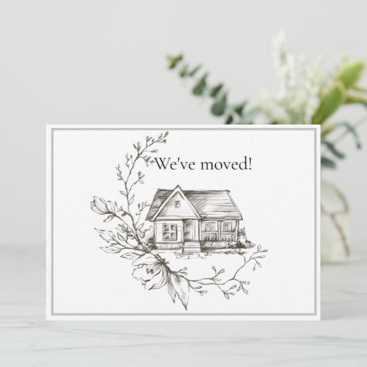 Schwarz-Weiß-Adresse im skizzierten Haus Ankündigung (Stehend Vorderseite)