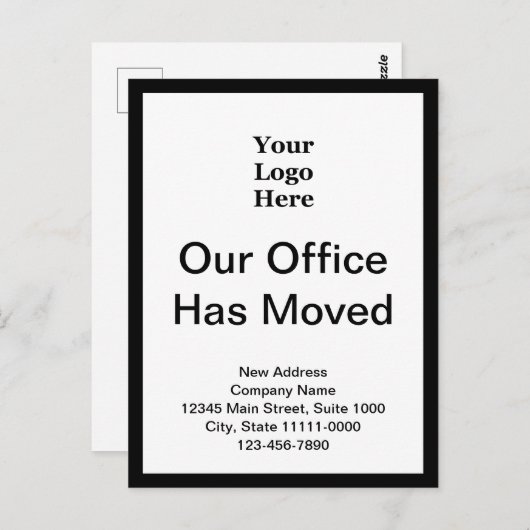 Schwarz-Weiß-Adressenänderung Postkarte (Vorne/Hinten)