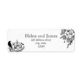 Schwarz-Weiß-Adressetikett mit blühender Farbe (Vorne)