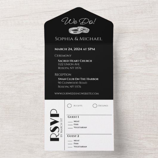 Schwarz-Weiß-Affäre: All In One Einladung (Innen Boden)