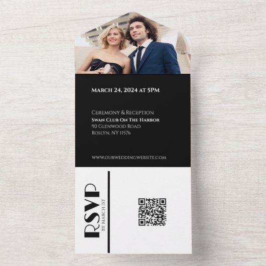 Schwarz-Weiß-Affenheiratsurne - alles in einem I All In One Einladung (Innen Boden)