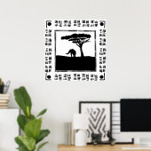 Schwarz Weiß Afrika Elefant Poster (Heimbüro)