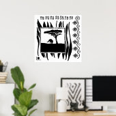 Schwarz Weiß Afrika Elefant Poster (Heimbüro)