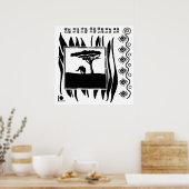 Schwarz Weiß Afrika Elefant Poster (Küche)