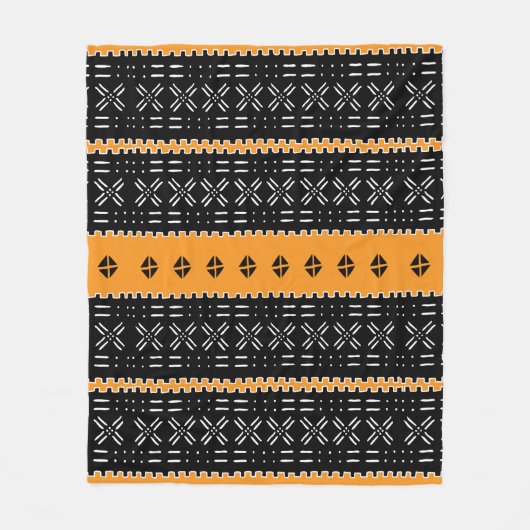 Schwarz-Weiß-Afrikanisches Schmuckmuster Fleecedecke (Vorderseite)