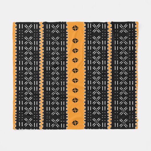 Schwarz-Weiß-Afrikanisches Schmuckmuster Fleecedecke (Vorderseite (Horizontal))