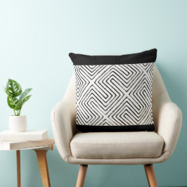 Schwarz-Weiß-Afrikanisches Stoffmuster Kissen