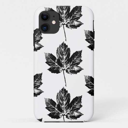 Schwarz-Weiß-Ahornleaf-Druck Case-Mate iPhone Hülle (Rückseite)