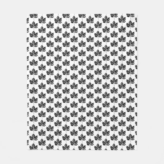 Schwarz-Weiß-Ahornleaf-Druck Fleecedecke (Vorderseite)